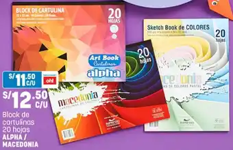 Plaza Vea Block de Cartulinas 20 Hojas Alpha/Macedonia oferta