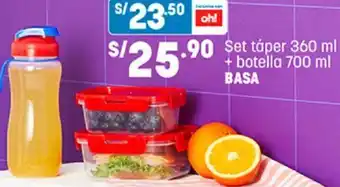 Plaza Vea Set Táper 360ml + Botelle 700ml Basa oferta