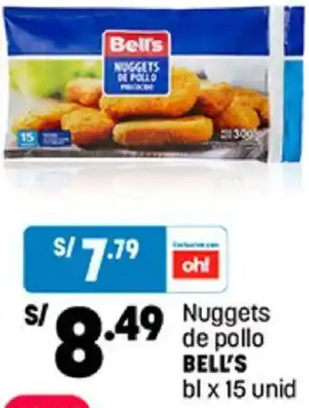Plaza Vea Nuggets de Pollo Bell's 15unid oferta