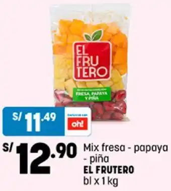 Plaza Vea Mix Fresa - Papaya - Piña El Frutero 1kg oferta