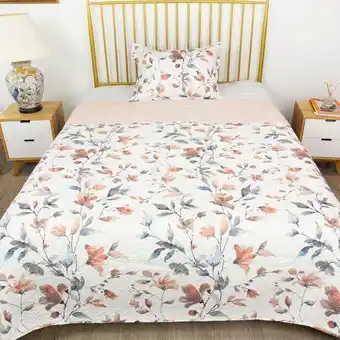 Metro Cubrecama quilt krea estampado superior flores 1.5 plazas oferta