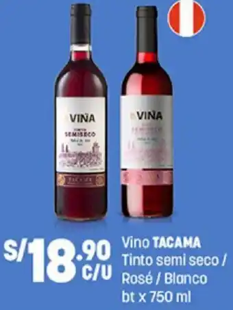 Plaza Vea Vino Tacama Tinto Semi Seco/Rosé/Blanco 750ml oferta