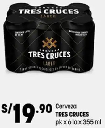 Plaza Vea Cerveza Tres Cruces 6 la x 355ml oferta