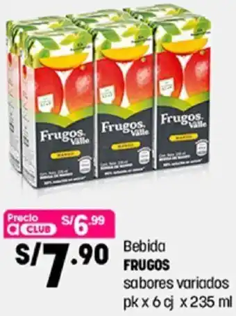Plaza Vea Bebida Frugos Sabores Variados 6cj x 235ml oferta