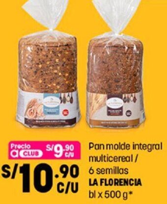 Plaza Vea Pan Molde Integral Multicereal/ 6 Semillas La Florencia 500g oferta