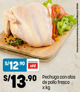 Plaza Vea Pechuga con Alas de Pollo Fresco oferta