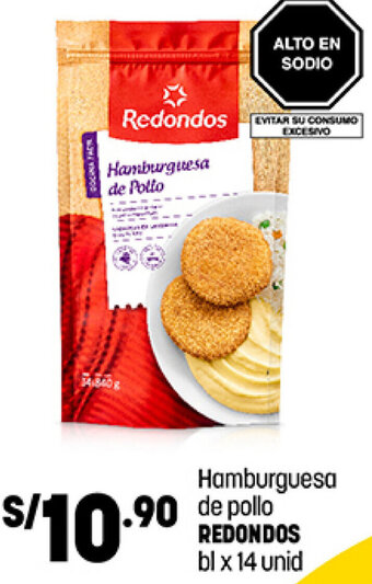 Plaza Vea Hamburguesa de Pollo Redondos bl x 14 Unid oferta