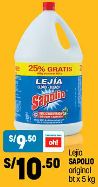 Plaza Vea Lejia Sapolio Original 5kg oferta