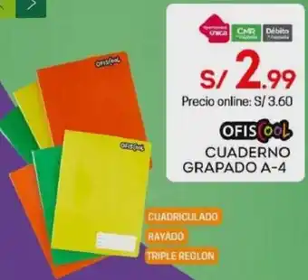 Tottus Cuaderno Grapado A-4 oferta