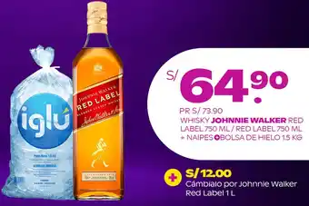 Tambo Whisky Johnnie Walker Red Label 750ml Red Label 750ml + Naipes + Bolsa de Hielo 1,5kg oferta