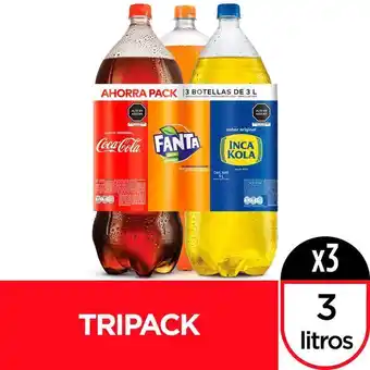 Metro Mix de gaseosas sabor original botella 3l: coca cola + inca kola + fanta oferta