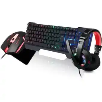 Platanitos Wesdar combo gaming mouse + teclado + audifonos + mouse pad km6 negro oferta