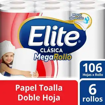 Metro Papel toalla doble hoja elite clásico mega rollo 6un. oferta