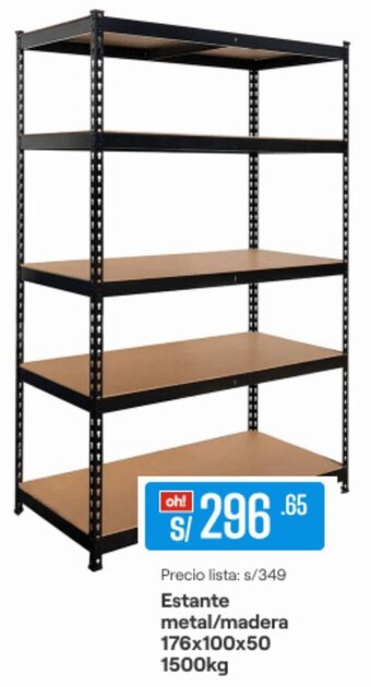 Promart Estante Metal/ Madera 176 x 100 x 50 1500kg oferta