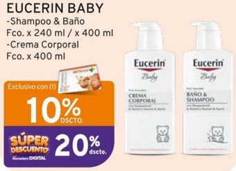 Mifarma Eucerin Baby Shampoo & Baño Fco. 240ml/ 400ml / Crema Corporal Fco. 400ml oferta