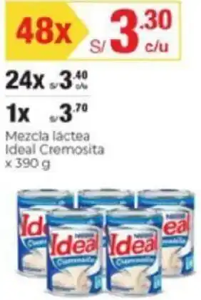 Metro Mezcla Láctea Ideal Cremosita 390g oferta