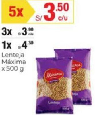 Metro Lenteja Máxima 500g oferta