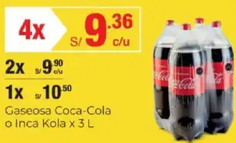 Metro Gaseosa Coca- Cola o Inca Kola 3L oferta