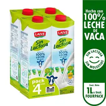 Metro Pack x4 leche semidescremada uht sin lactosa laive 1l oferta