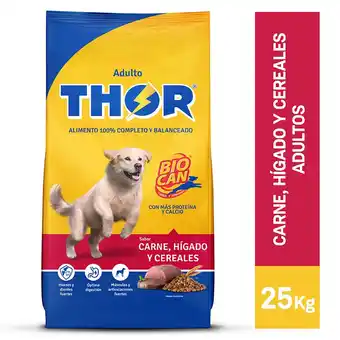 Tottus Alimento para perro thor adulto carne, hígado y cereales 25 kg oferta