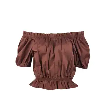 Tottus Blusa popelina hombros mujer xl marron oferta