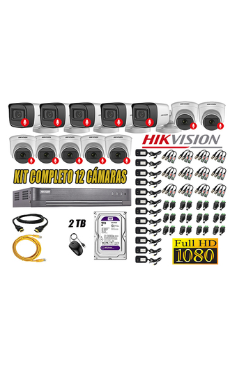 Tiendas EFE Kit hikvision 12 cámaras de seguridad full hd 1080p con audio incorporado oferta