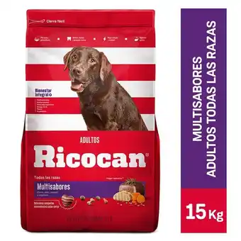Tottus Comida para perros ricocan adultos sabor multisabores 15 kg - bolsa 15 kg oferta