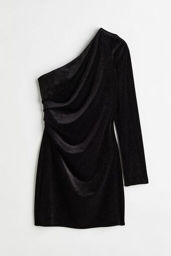 H&M Vestido de un hombro en velour escarchado oferta