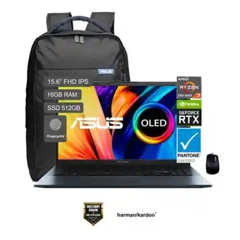 Hiraoka Laptop asus vivobook pro 15 oled m6500qc-l1113w 15.6" amd ryzen 7 5800h/hs 512gb ssd 16gb ram oferta