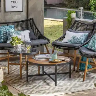 Maestro Juego living de terraza bruselas 4 personas negro oferta