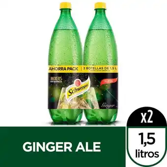 Metro Twopack gaseosa schweppes ginger ale botella 1.5l oferta