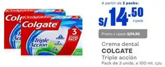 Makro Crema Dental Colgate Triple Acción 3unids x100ml oferta