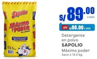 Makro Detergente en Polvo Sapolio Máximo Poder 13,5kg oferta