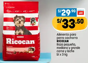 Plaza Vea Alimento para Perro Cachorro Ricocan 3kg oferta