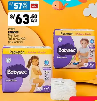 Plaza Vea Pañal Babysec XG,XXG 72 und oferta