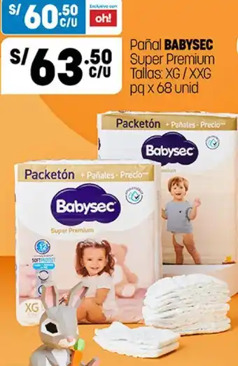 Plaza Vea Pañal Babysec Super Premium XG/XXG 68 unid oferta