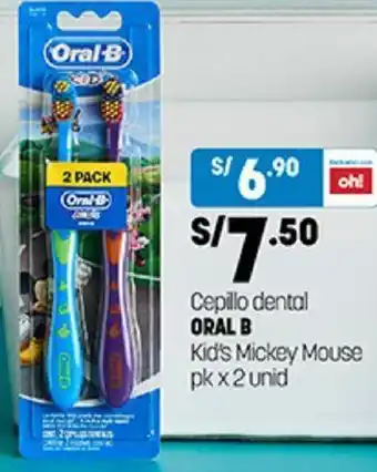 Plaza Vea Cepillo Dental Oral B Kid's Mickey Mouse 2unid oferta