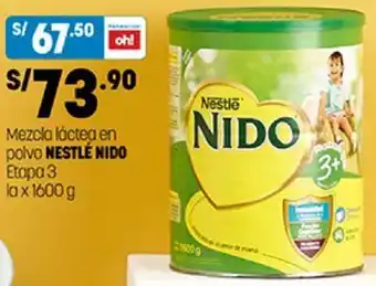 Plaza Vea Mezcla Láctea Polvo Nestlé Nido Etapa 3 1600g oferta