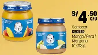 Plaza Vea Compota Gerber Mango/ Pera/ Manzana 113g oferta
