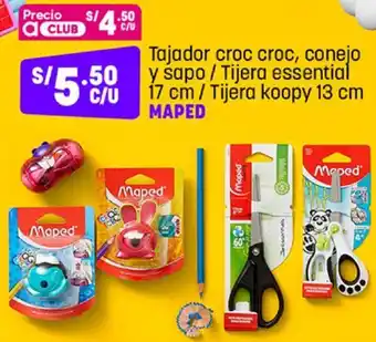Plaza Vea Tajador Croc Croc, Conejo y Sapo/ Tijera Essential 17cm/ TIjera Koopy 13cm Maped oferta