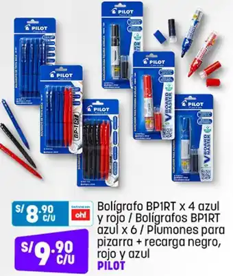 Plaza Vea Bolígrafo BP1RT x 4 Azul y Rojo/ Bolígrafos BP1RT Azul 6 Pilot oferta