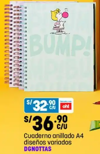 Plaza Vea Cuaderno Anillado A4 Diseños Variados Dgnottas oferta