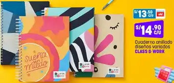Plaza Vea Cuaderno Anillado Diseños Variados Class & Work oferta