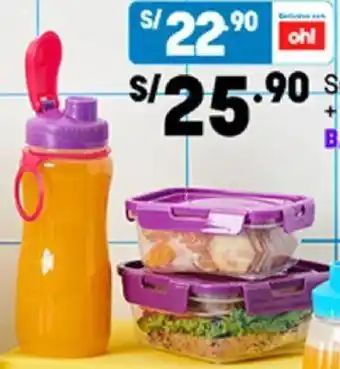 Plaza Vea Sey Táper 360ml + 700ml + Botella Basa oferta
