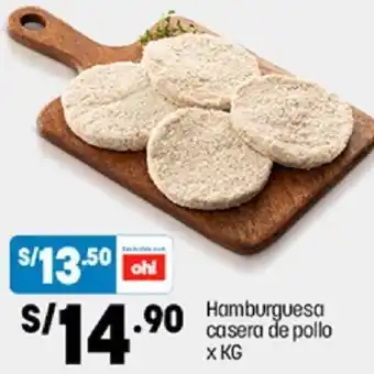 Plaza Vea Hamburguesa Casera de Pollo oferta