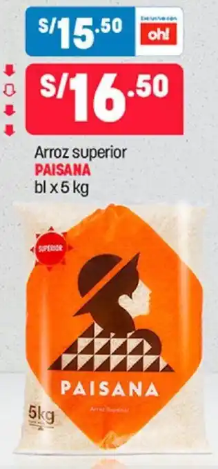 Plaza Vea Arroz Superior Paisana 5kg oferta