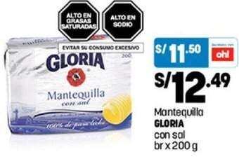 Plaza Vea Mantequilla Gloria con Sal 200g oferta