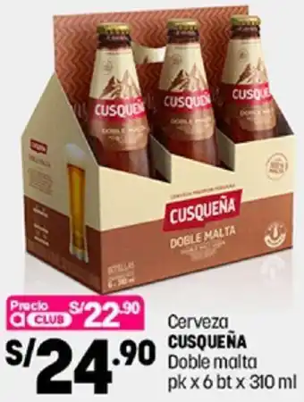 Plaza Vea Cerveza Cusqueña Doble Malta 6 bt x 310ml oferta