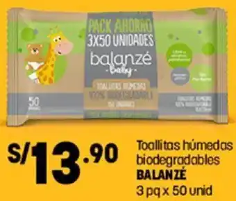 Plaza Vea Toallitas Húmedas Biodegradables Balanzé 3pq x 50 unid oferta