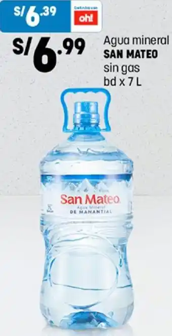 Plaza Vea Agua Mineral San Mateo Sin Gas 7L oferta